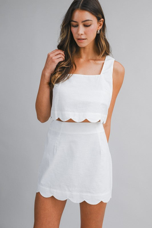 Millie Linen Scallop Mini Skirt