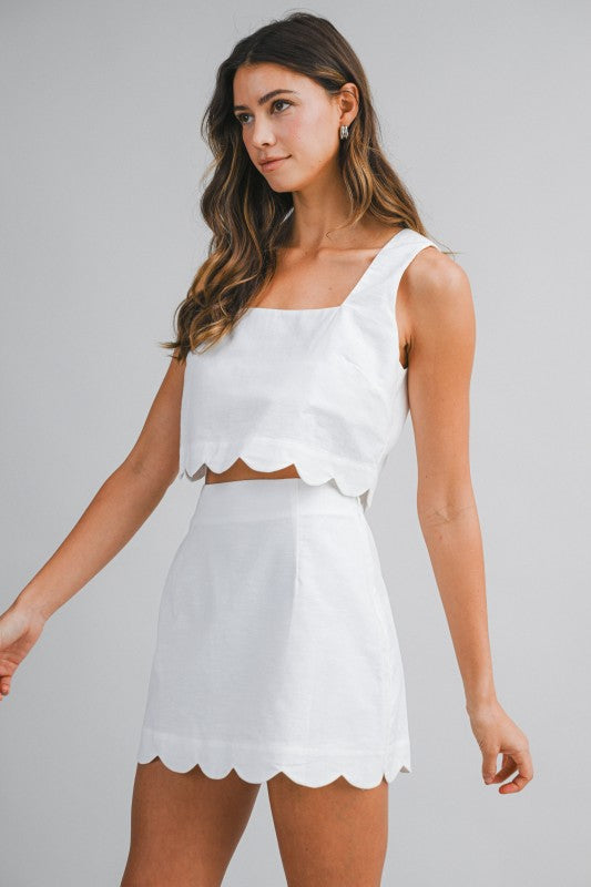 Millie Linen Scallop Mini Skirt