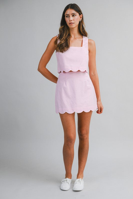 Millie Linen Scallop Top