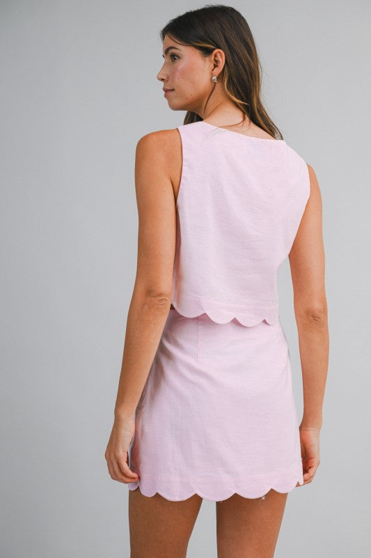 Millie Linen Scallop Top