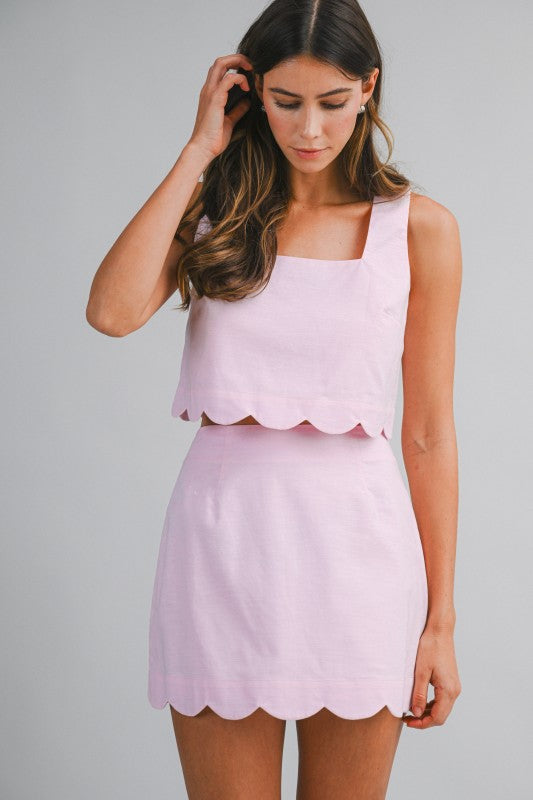 Millie Linen Scallop Top