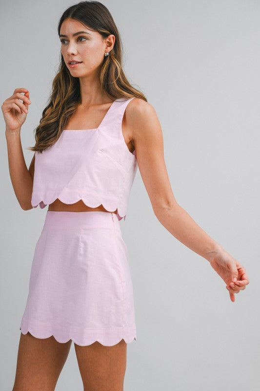 Millie Linen Scallop Top