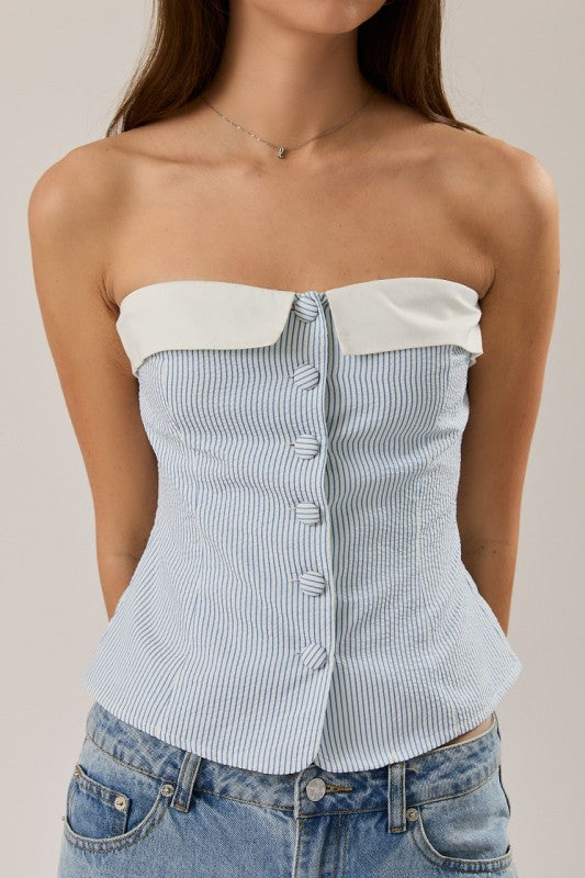 Folded Stripe Corset Top