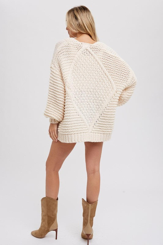 Cream Chunky Cable Knit Cardigan