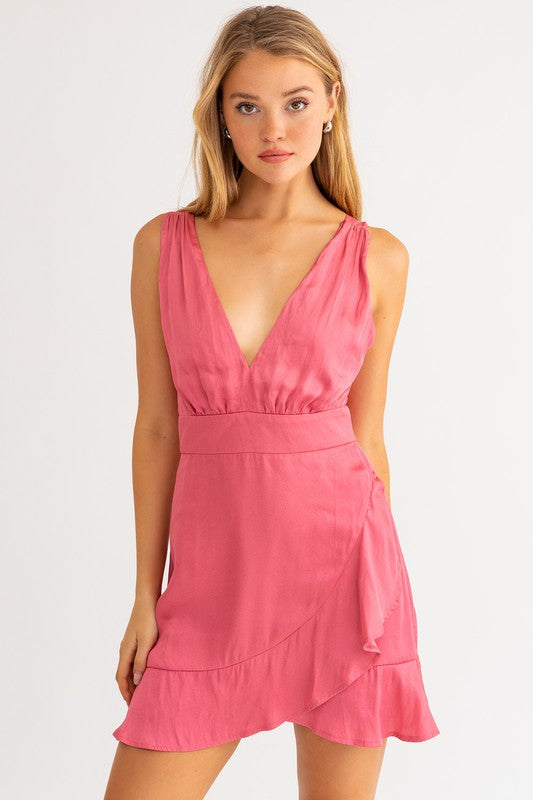 Strawberry Bellini Ruffle Mini Dress