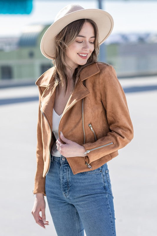 Vegan Suede Moto Jacket - Small - Final Sale