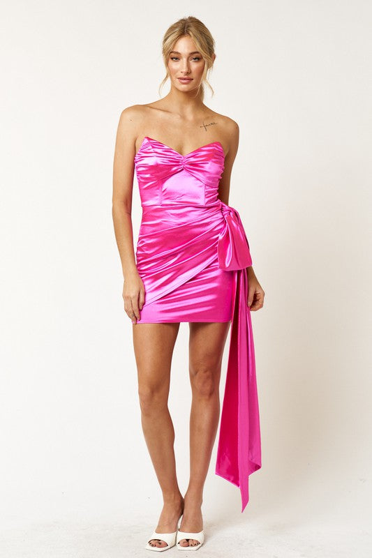 Break The Rules Long Sash Hot Pink Mini Dress - Final Sale