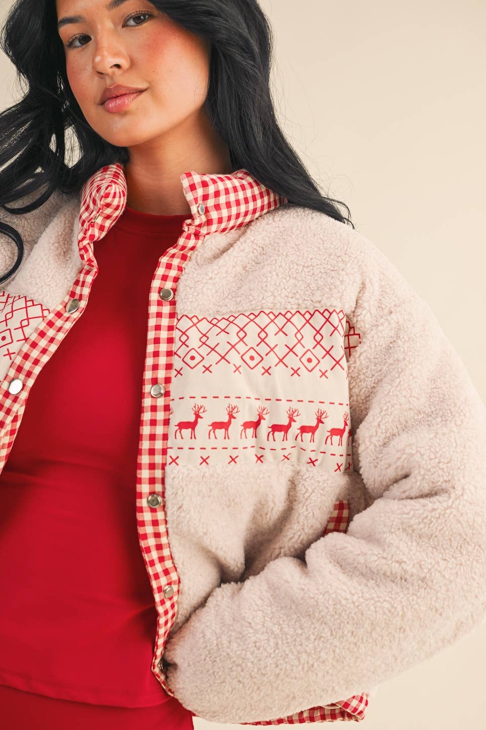 Reindeer Sugar Cookie Sherpa Jacket