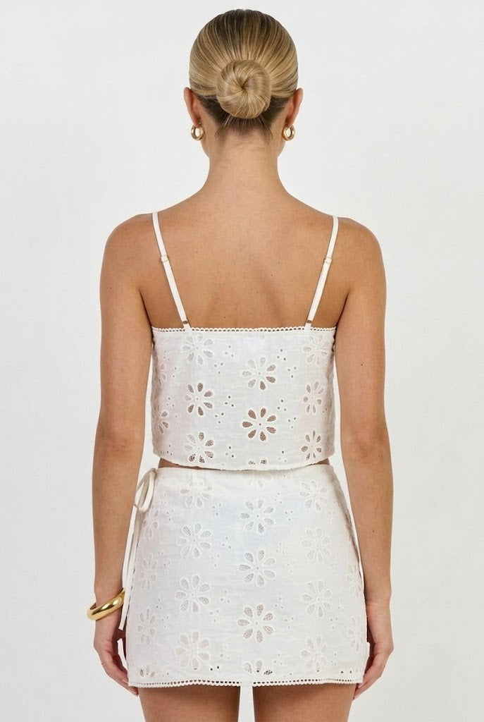 Brunch at the Estate Eyelet Mini Skirt