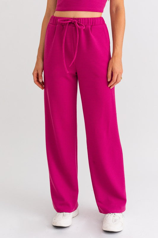 Berry Blaze Waffle Knit Thermal Pants - Medium - Final Sale