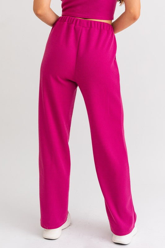 Berry Blaze Waffle Knit Thermal Pants - Medium - Final Sale