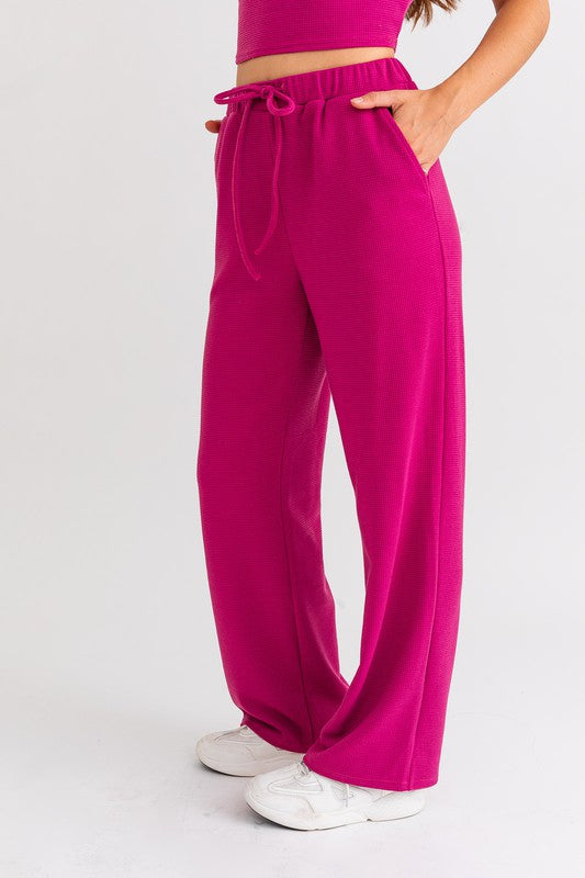 Berry Blaze Waffle Knit Thermal Pants - Medium - Final Sale