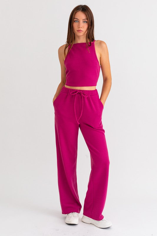 Berry Blaze Waffle Knit Thermal Pants