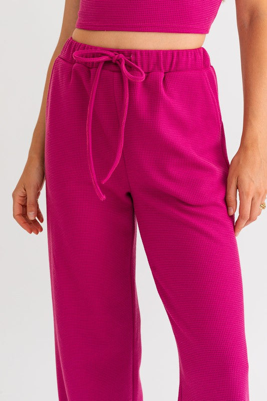 Berry Blaze Waffle Knit Thermal Pants - Medium - Final Sale