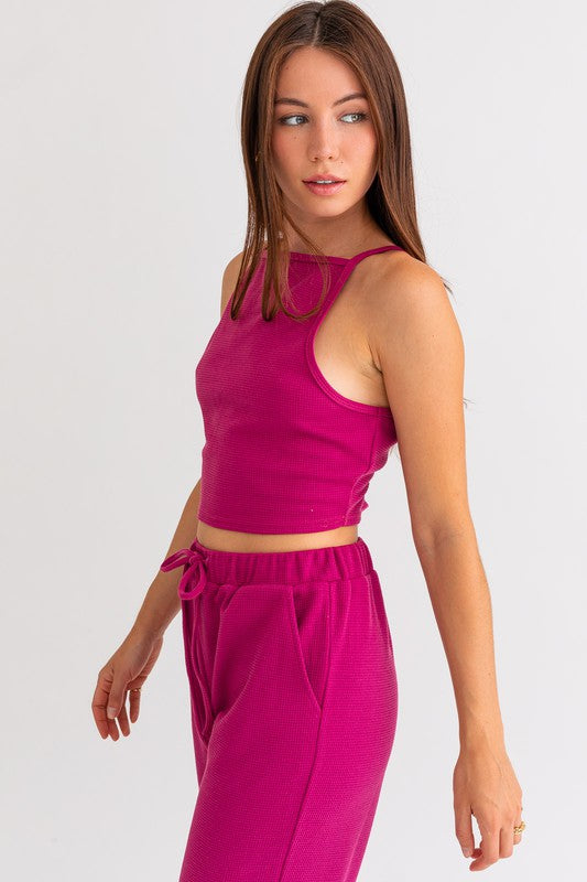 Berry Blaze Knit Crop Tank Top