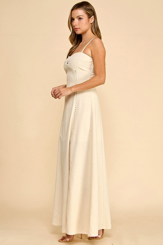 European Countryside Linen Maxi Dress