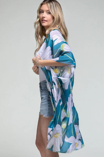 Tropical Flower Open Front Kimono - Final Sale