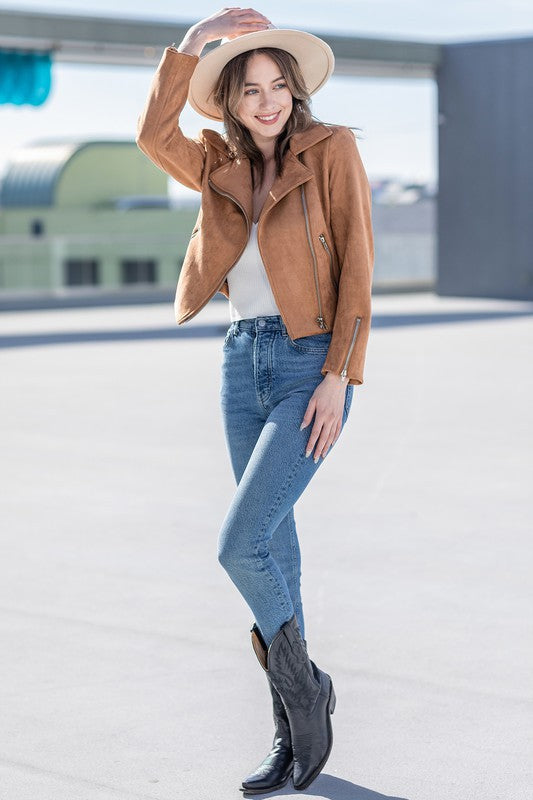 Vegan Suede Moto Jacket - Small - Final Sale