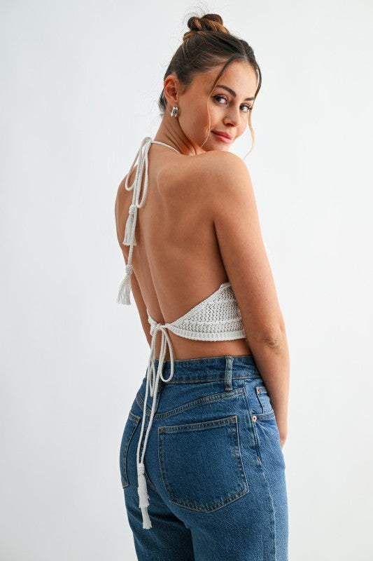 Flower Stand Crochet Halter Top