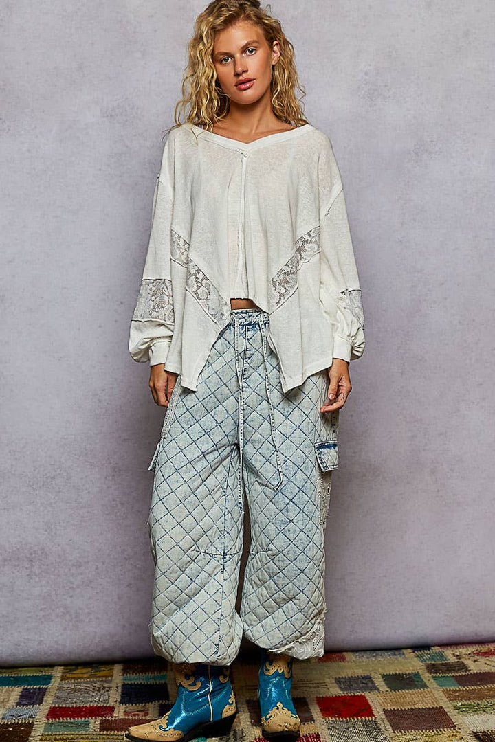 Boheme Lace Trim V-Neck Top