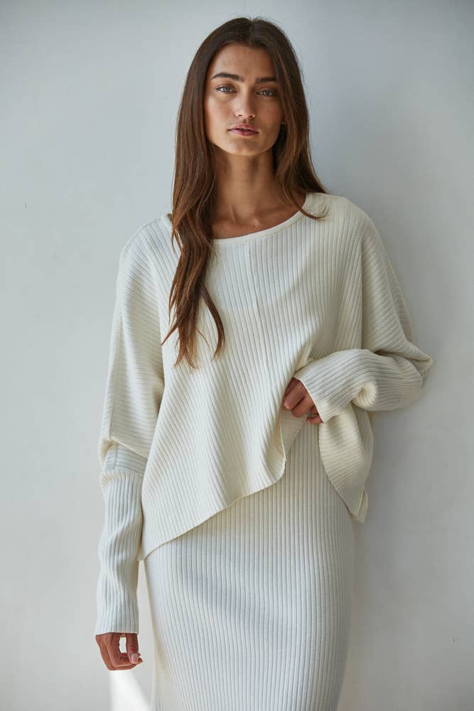 Cozy Intentions Ribbed Knit Sweater Top