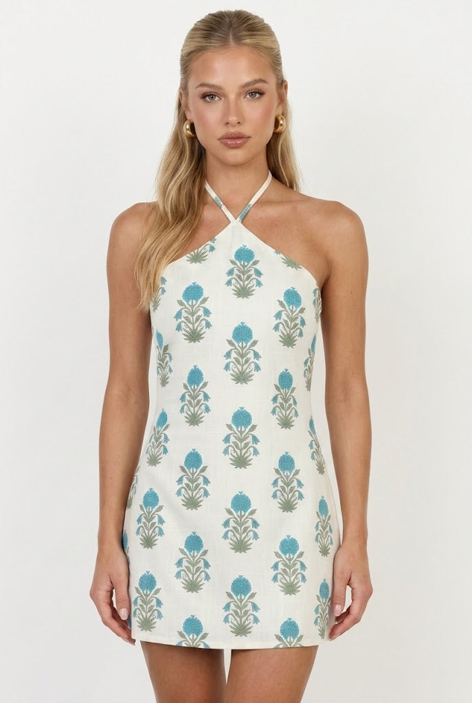 Hydrangea Halter Mini Dress