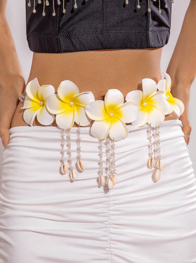 Plumeria Pearl Shell Waist Chain