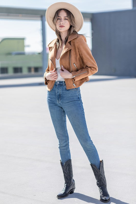 Vegan Suede Moto Jacket - Small - Final Sale