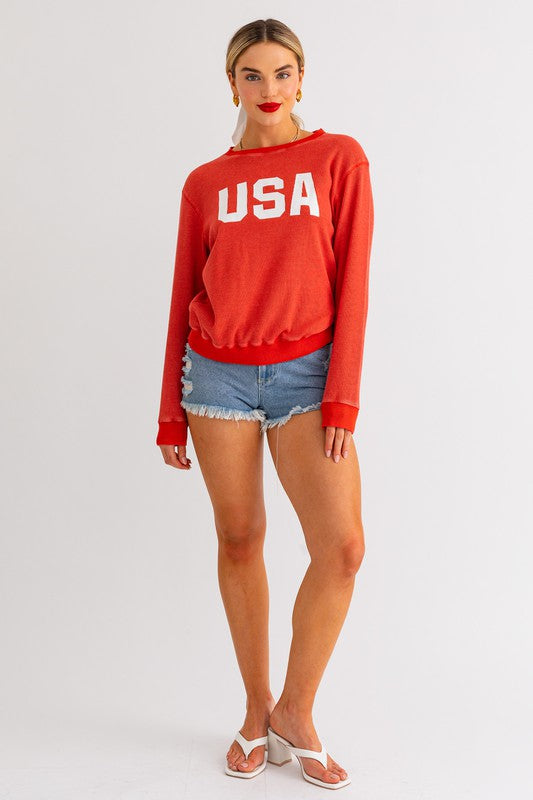 USA Round Neck Thermal Sweatshirt