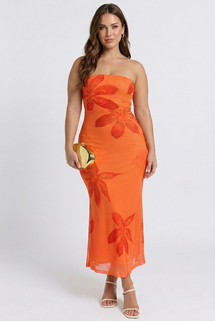 Papaya Punch Midi Dress