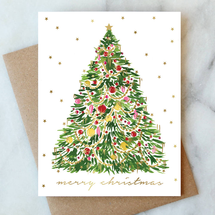 Tinsel Christmas Tree Greeting Card