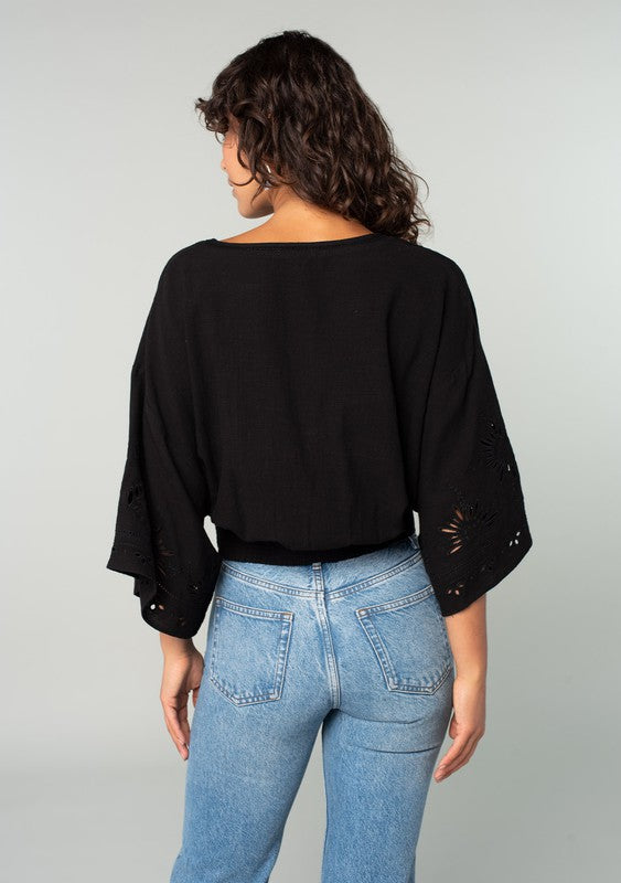 Along The Coast Eyelet Embroidered Blouse Top