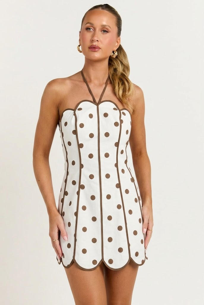 Stracciatella Scallop Mini Dress