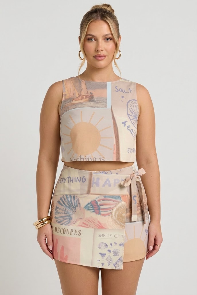 Seaside Postcard Linen Top