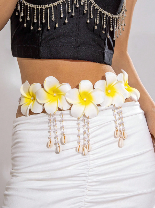 Plumeria Pearl Shell Waist Chain