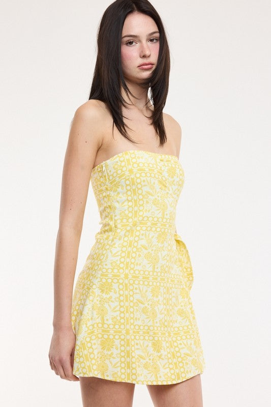 Lemon Frame Wrap Mini Dress