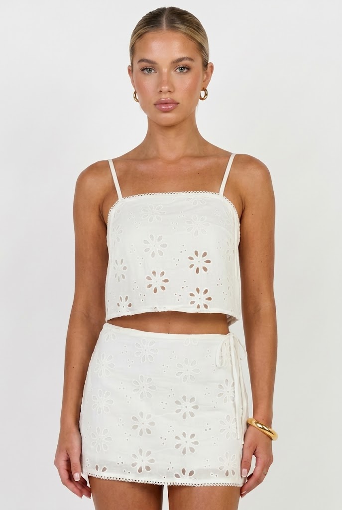 Brunch at the Estate Eyelet Mini Skirt