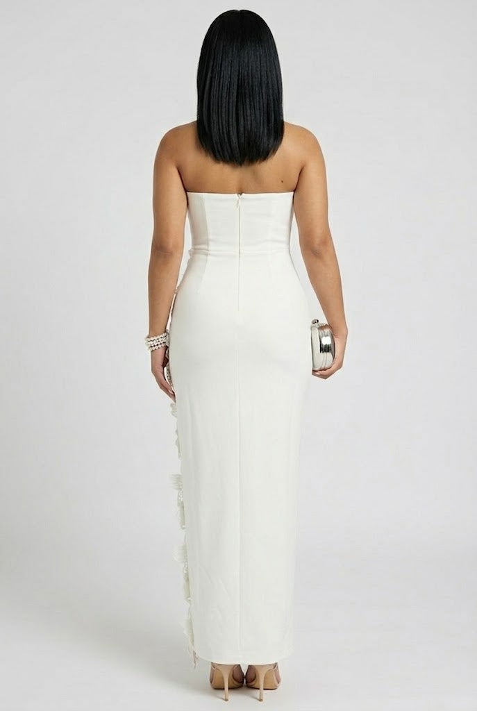 Éloise Ceremony Floral Appliqué Column Maxi Dress