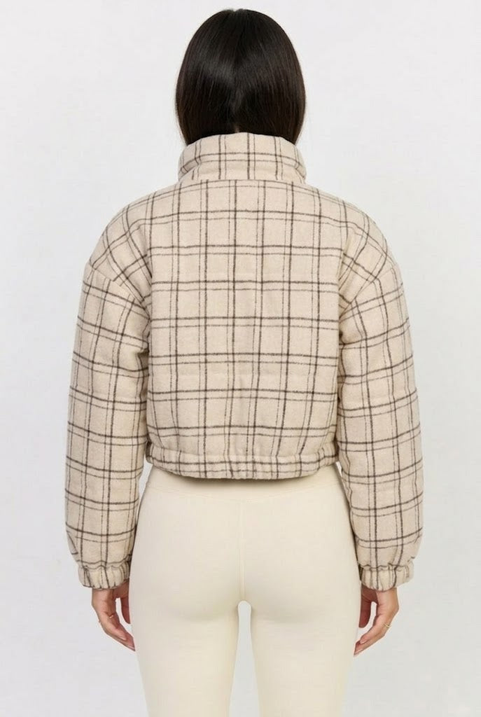 Boston Plaid Cropped Puffer Jacket