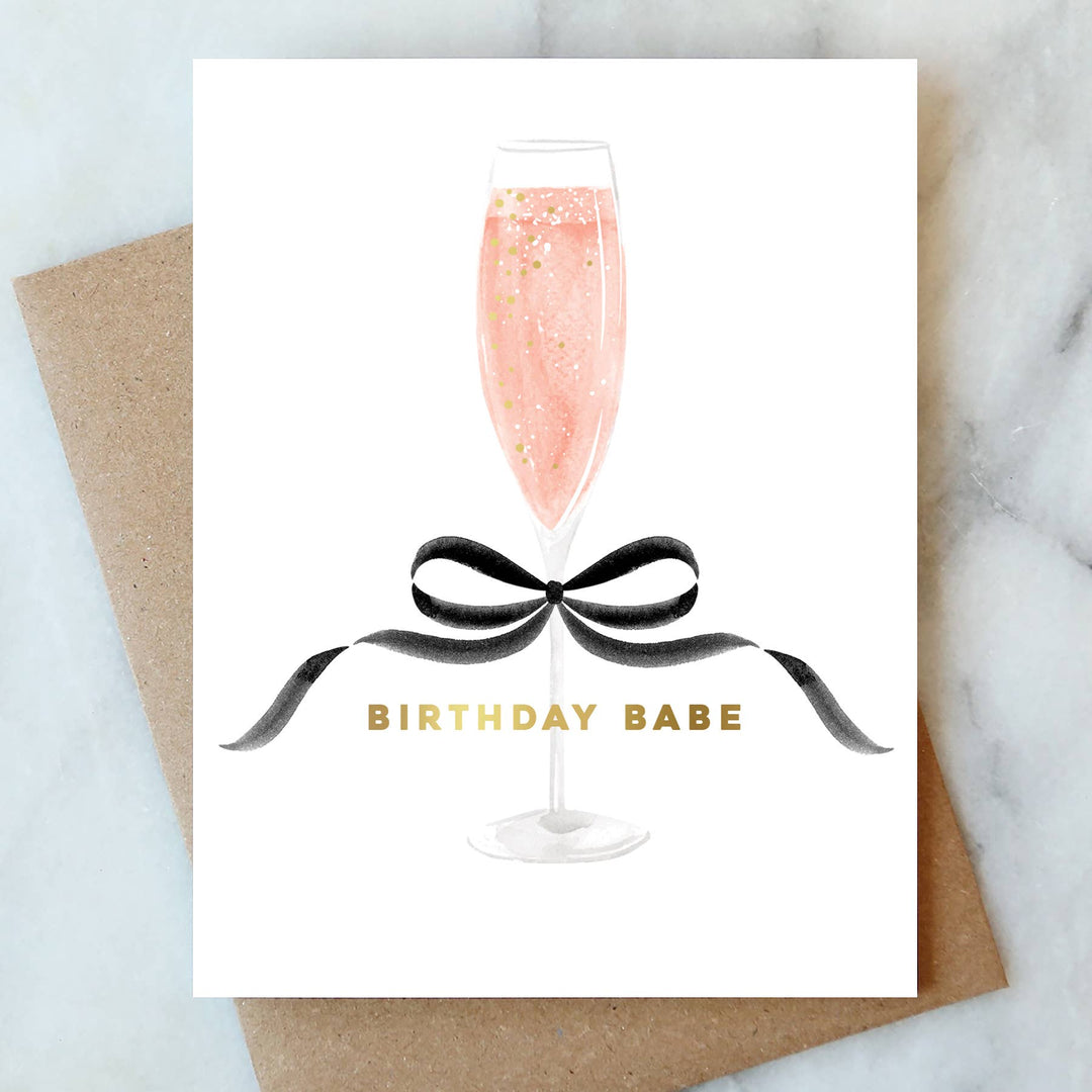 Rosé Birthday Babe Greeting Card