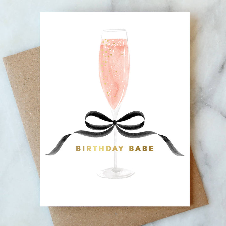 Rosé Birthday Babe Greeting Card