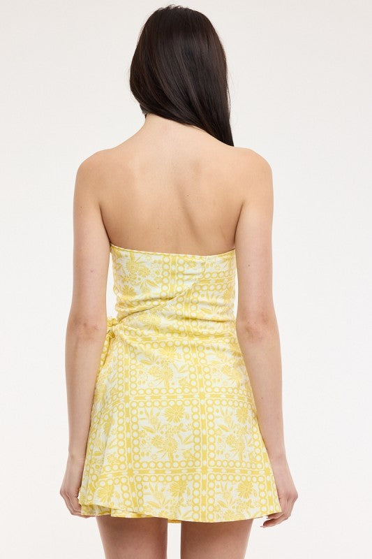 Lemon Frame Wrap Mini Dress