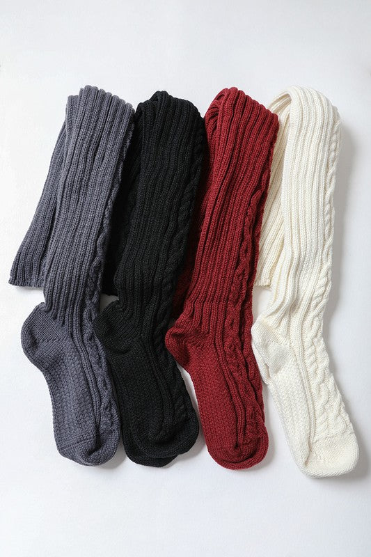 Cable Knit Knee-High Socks