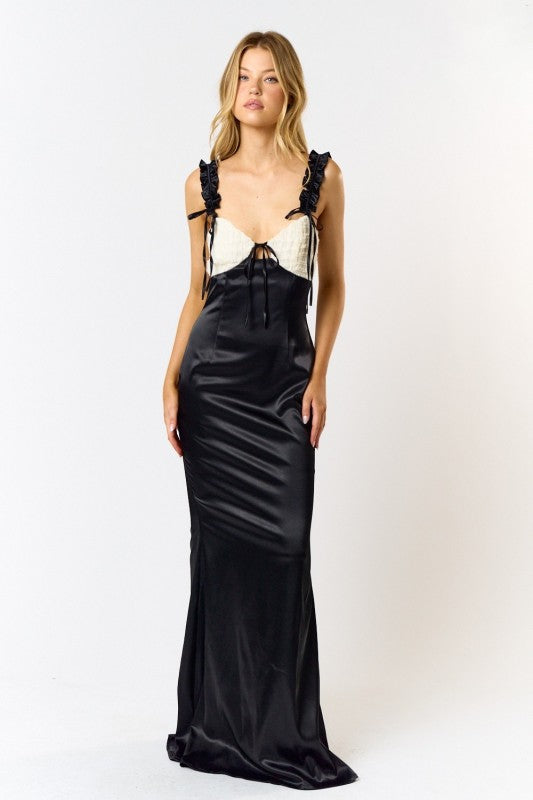 Ribbon Satin Maxi Dress