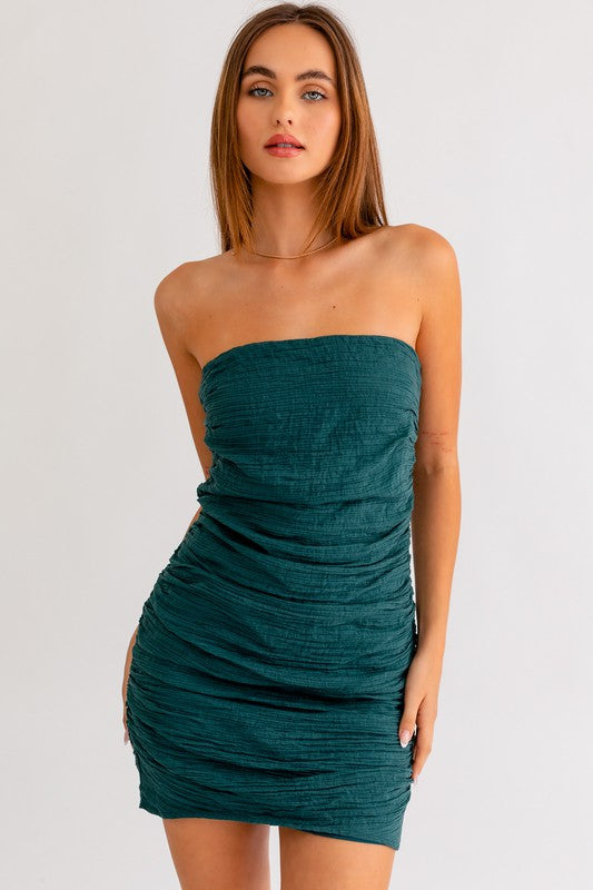 Got The Invite Ruched Tube Mini Dress - Final Sale