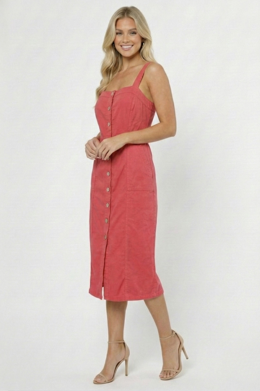 Amelie Linen Button Midi Dress