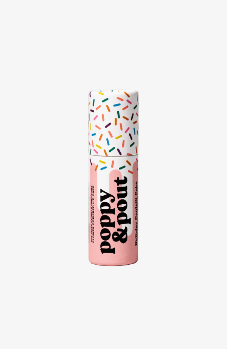 Poppy & Pout Birthday Confetti Cake Pink Lip Balm