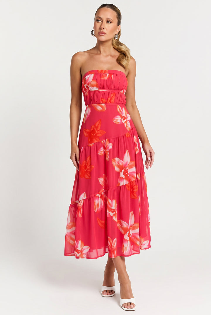 Bloom Vista Strapless Midi Dress