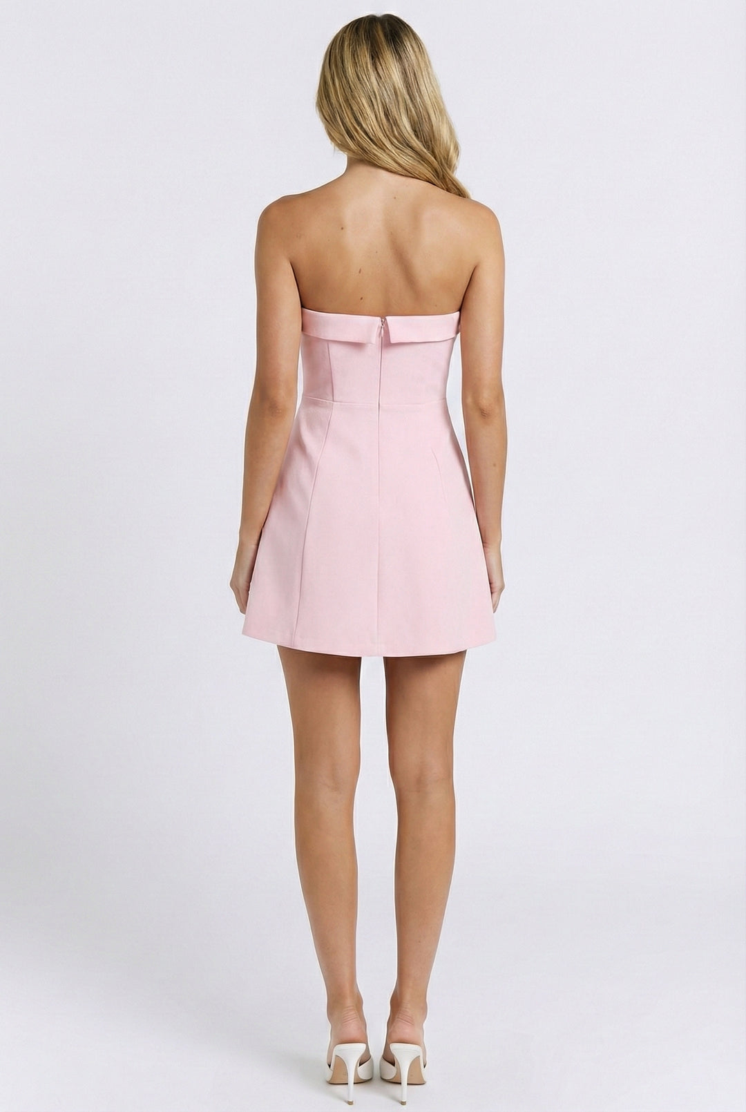 Blush Fold Strapless Mini Dress