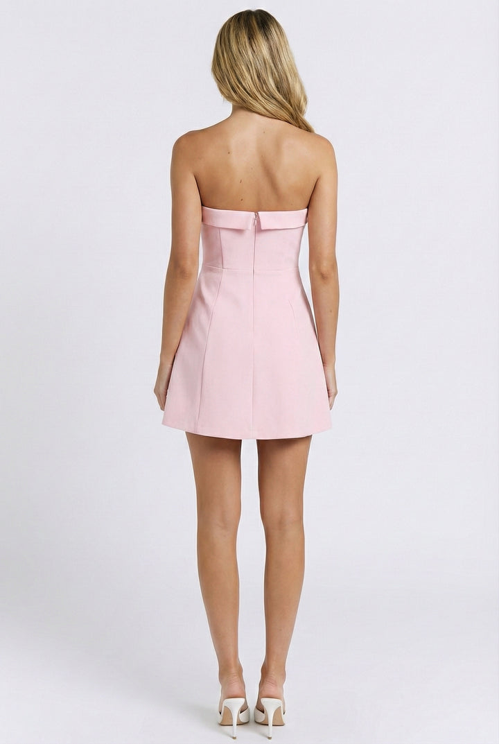 Blush Fold Strapless Mini Dress